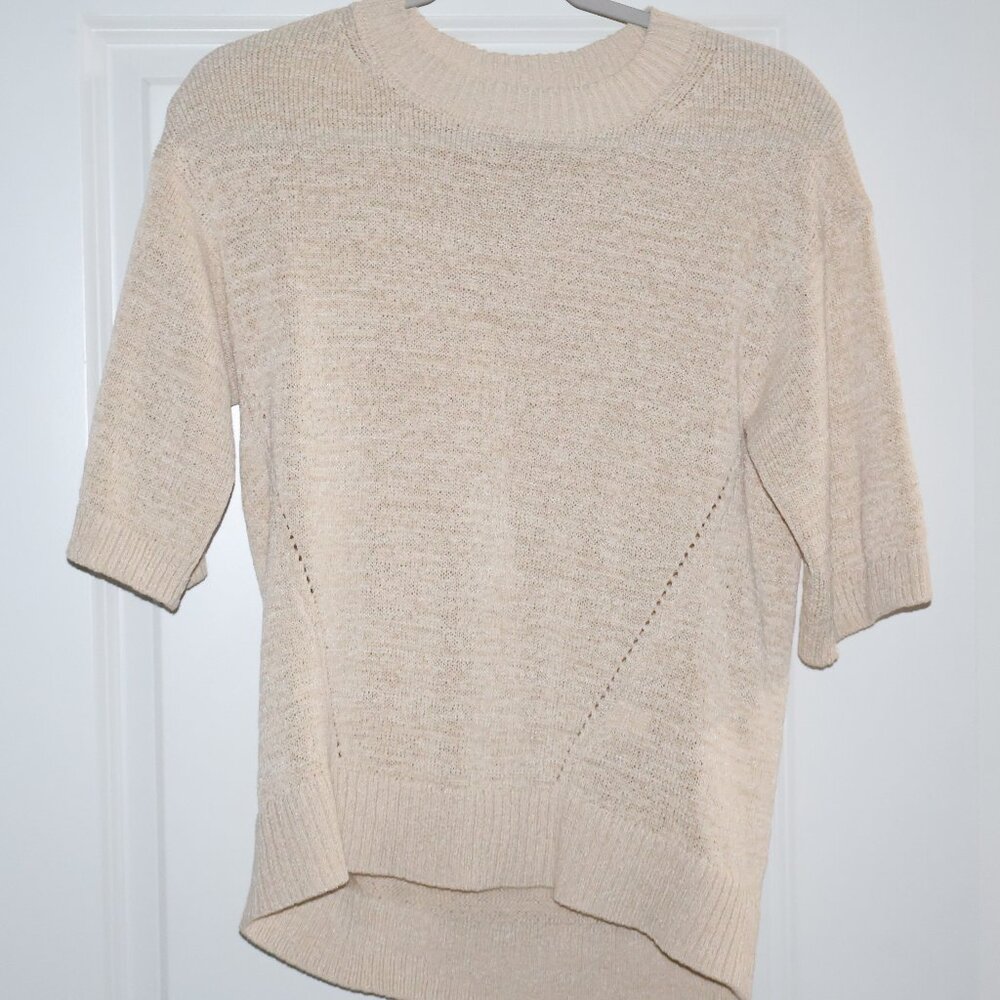 Banana Republic Beige Short Sleeve Knit Sweater XS